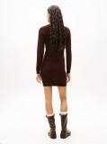 Brown Slim Midi Turtleneck Jumper Dress  Women