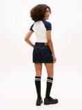 Denim Flag Embroidery Denim Straight Mini Skirt  Women