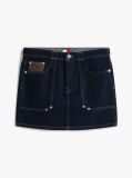 Denim Flag Embroidery Denim Straight Mini Skirt  Women