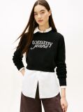Black Stitch Logo Chenille Slim Cropped Jumper  Women