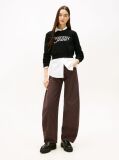 Black Stitch Logo Chenille Slim Cropped Jumper  Women
