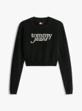 Black Stitch Logo Chenille Slim Cropped Jumper  Women