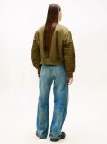 Green Sleeve Pocket Twill Bomber Jacket  Women