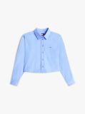 Blue Relaxed Fit Cropped Poplin Shirt  Women