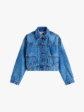 Denim Pleated Denim Trucker Jacket  Women