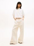 Beige Relaxed Fit Broderie Anglaise Back Logo Shirt  Women