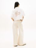Beige Relaxed Fit Broderie Anglaise Back Logo Shirt  Women