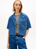 Denim Relaxed Fit Chambray Cropped Shirt  Women