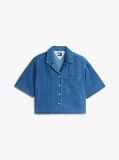Denim Relaxed Fit Chambray Cropped Shirt  Women