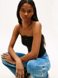 Black Ribbed Slim Bandeau Top  Women