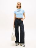 Blue Wavy Flag Ribbed Slim T-Shirt  Women