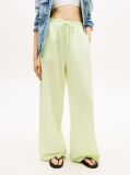 Green Loose Linen Blend Drawstring Trousers  Women