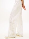 Beige Broderie Anglaise Drawstring Trousers With Linen  Women