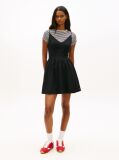 Black Extra Slim Linen Blend Mini Skater Dress  Women
