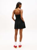 Black Extra Slim Linen Blend Mini Skater Dress  Women