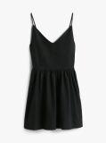 Black Extra Slim Linen Blend Mini Skater Dress  Women