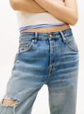 Denim Mia Distressed Mid Rise Relaxed Straight Leg Jeans  Women