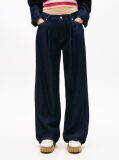 Denim Pleated Mid Rise Loose Straight Leg Jeans  Women
