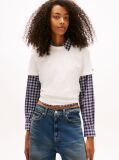 White Regular Tonal Logo Crew Neck T-Shirt  Women