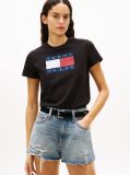 Μαύρο T-Shirt Με Tonal Σημαιάκι  Γυναίκες