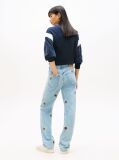 Denim Embroidery Mid Rise Slim Straight Leg Jeans  Women