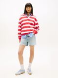 Denim Faded Straight Leg Mom Denim Shorts  Women