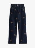 Denim Mia Crest Embroidery Relaxed Straight Leg Jeans  Women