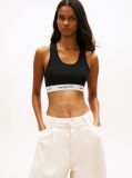 Black Repeat Logo Tape Racerback Bra Top  Women