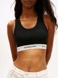 Black Repeat Logo Tape Racerback Bra Top  Women