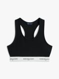 Black Repeat Logo Tape Racerback Bra Top  Women