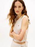 Beige Side Tie Linen Blend Sleeveless Blouse  Women