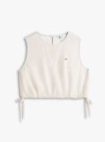 Beige Side Tie Linen Blend Sleeveless Blouse  Women