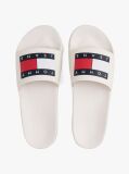 White Essential Flag Badge Pool Slides  Men
