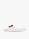 White Essential Flag Badge Pool Slides  Men