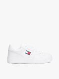 White Essential Retro Leather Basketball Trainers  Men