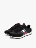 Black Mixed Texture Contrast Heel Trainers  Men