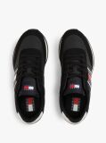 Black Mixed Texture Contrast Heel Trainers  Men