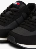 Black Mixed Texture Contrast Heel Trainers  Men