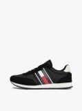 Black Mixed Texture Contrast Heel Trainers  Men