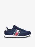 Blue Mixed Texture Contrast Heel Trainers  Men