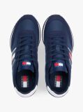 Blue Mixed Texture Contrast Heel Trainers  Men