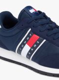 Blue Mixed Texture Contrast Heel Trainers  Men