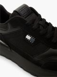 Black Colour-Blocked Mixed Texture Cleat Sneakers  Men