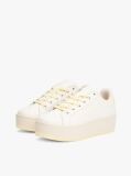 White Essential Leather Fine-Cleat Flatform Trainers  Women