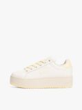 White Essential Leather Fine-Cleat Flatform Trainers  Women
