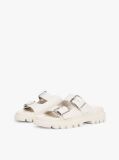 White Leather Double Strap Cleat Sandals  Women