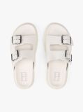 White Leather Double Strap Cleat Sandals  Women