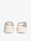 White Leather Double Strap Cleat Sandals  Women