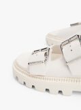 White Leather Double Strap Cleat Sandals  Women