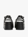 Black Leather Strappy Platform Sandals  Women